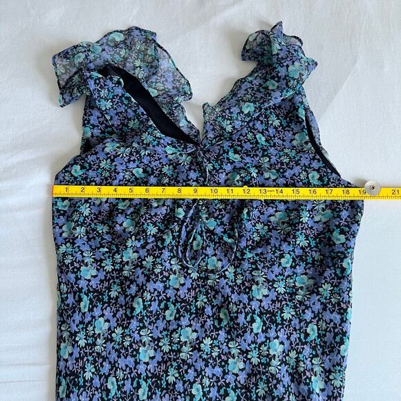 Special Thyme Vintage Y2K Floral Cottagecore Ruffle Maxi Dress Blue Size 14W - Picture 8 of 9